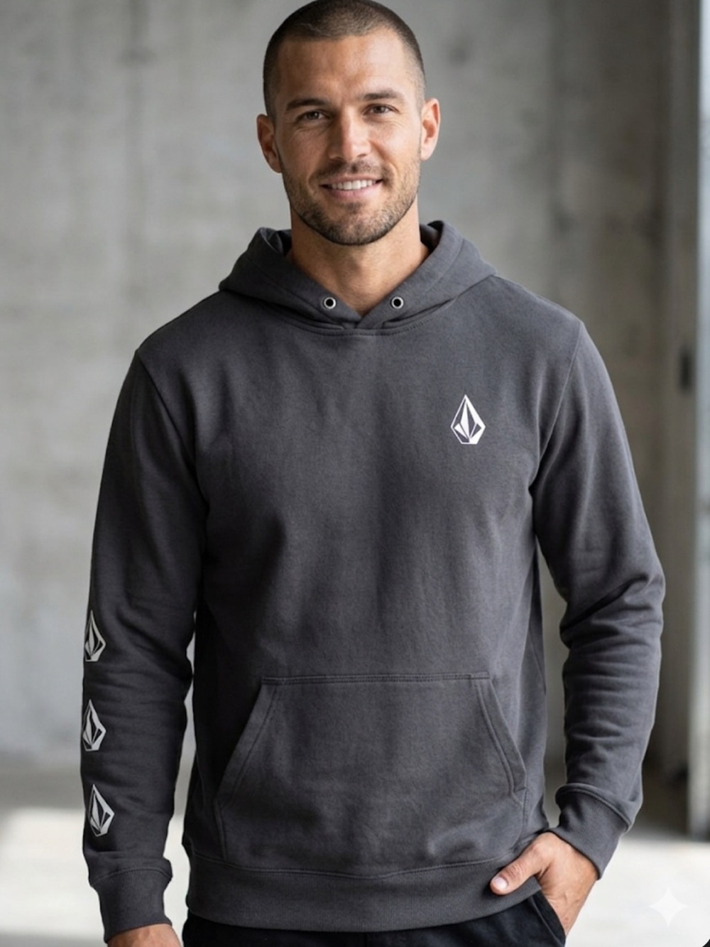 Volcom Men’s Charcoal Logo Hoodie - Charcoal Gray